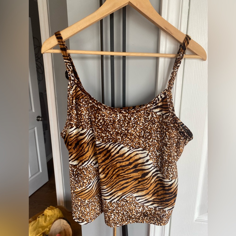 Vintage 90s Velour Animal Print Cami Size XL